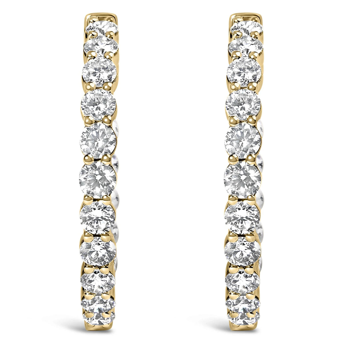 14K Gold Shared Prong Set Diamond Inside Out Hoop Earrings (G-H Color, I1-I2 Clarity)