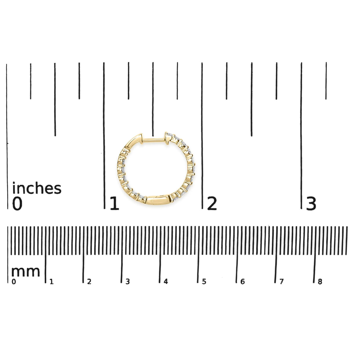 14K Gold Shared Prong Set Diamond Inside Out Hoop Earrings (G-H Color, I1-I2 Clarity)