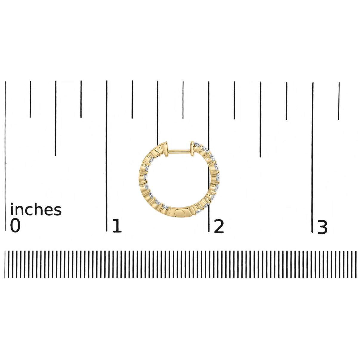 14K Gold Shared Prong Set Diamond Inside Out Hoop Earrings (G-H Color, I1-I2 Clarity)