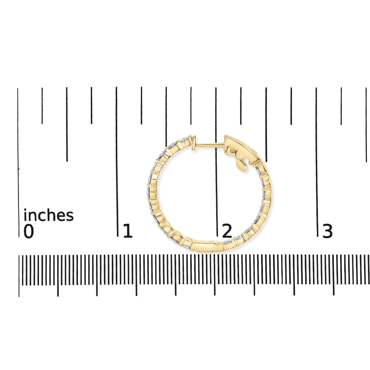 14K Gold Shared Prong Set Diamond Inside Out Hoop Earrings (G-H Color, I1-I2 Clarity)