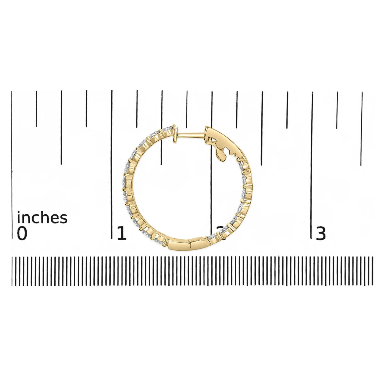 14K Gold Shared Prong Set Diamond Inside Out Hoop Earrings (G-H Color, I1-I2 Clarity)