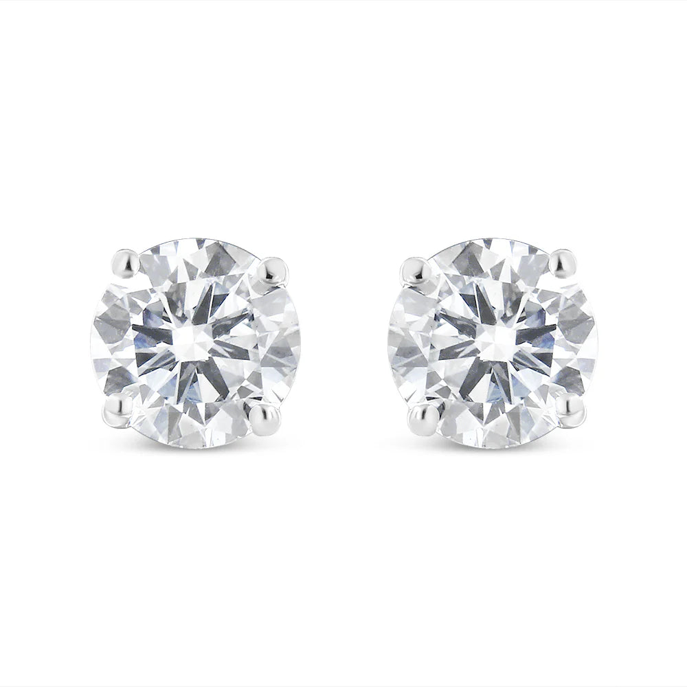 14K Gold 2.00 Cttw Lab Grown Round Brilliant-Cut Diamond Classic 4-Prong Stud Earrings with Screw Backs (F-G color, VVS2-VS1 Clarity)