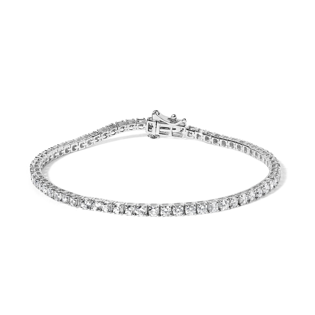 14K White Gold Lab Grown 4.00 Cttw Round Brilliant Cut Diamond Prong Set Classic Tennis Bracelet - 7&quot; (F-G Color, VS2-SI1 Clarity)