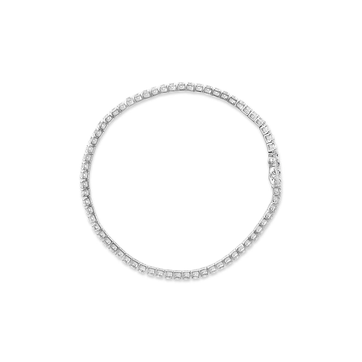 14K White Gold Lab Grown 4.00 Cttw Round Brilliant Cut Diamond Prong Set Classic Tennis Bracelet - 7&quot; (F-G Color, VS2-SI1 Clarity)