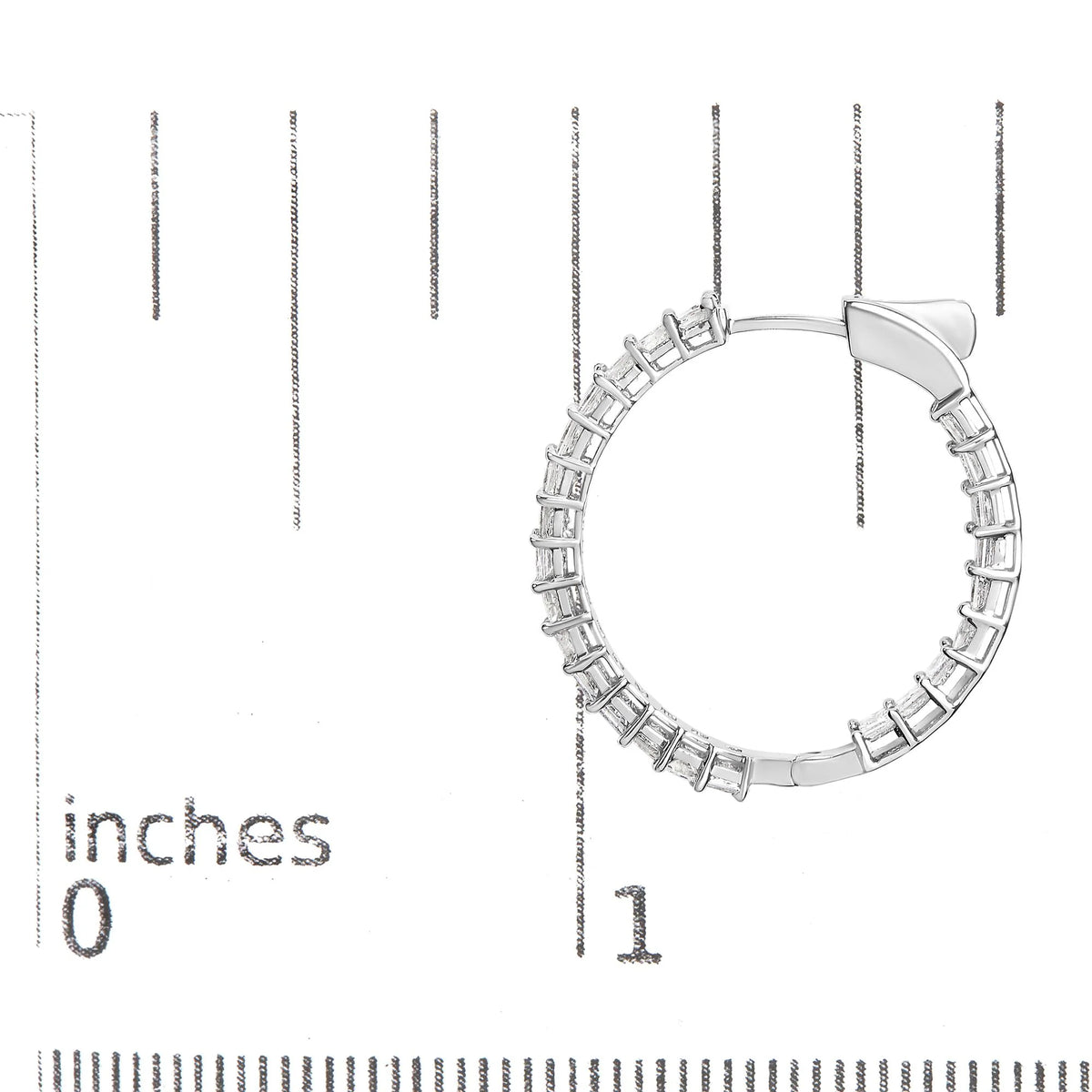 14K White Gold 5.0 Cttw Princess Cut Diamond Inside Out Hoop Earrings (G-H Color, SI2-I1 Clarity) - 30 MM