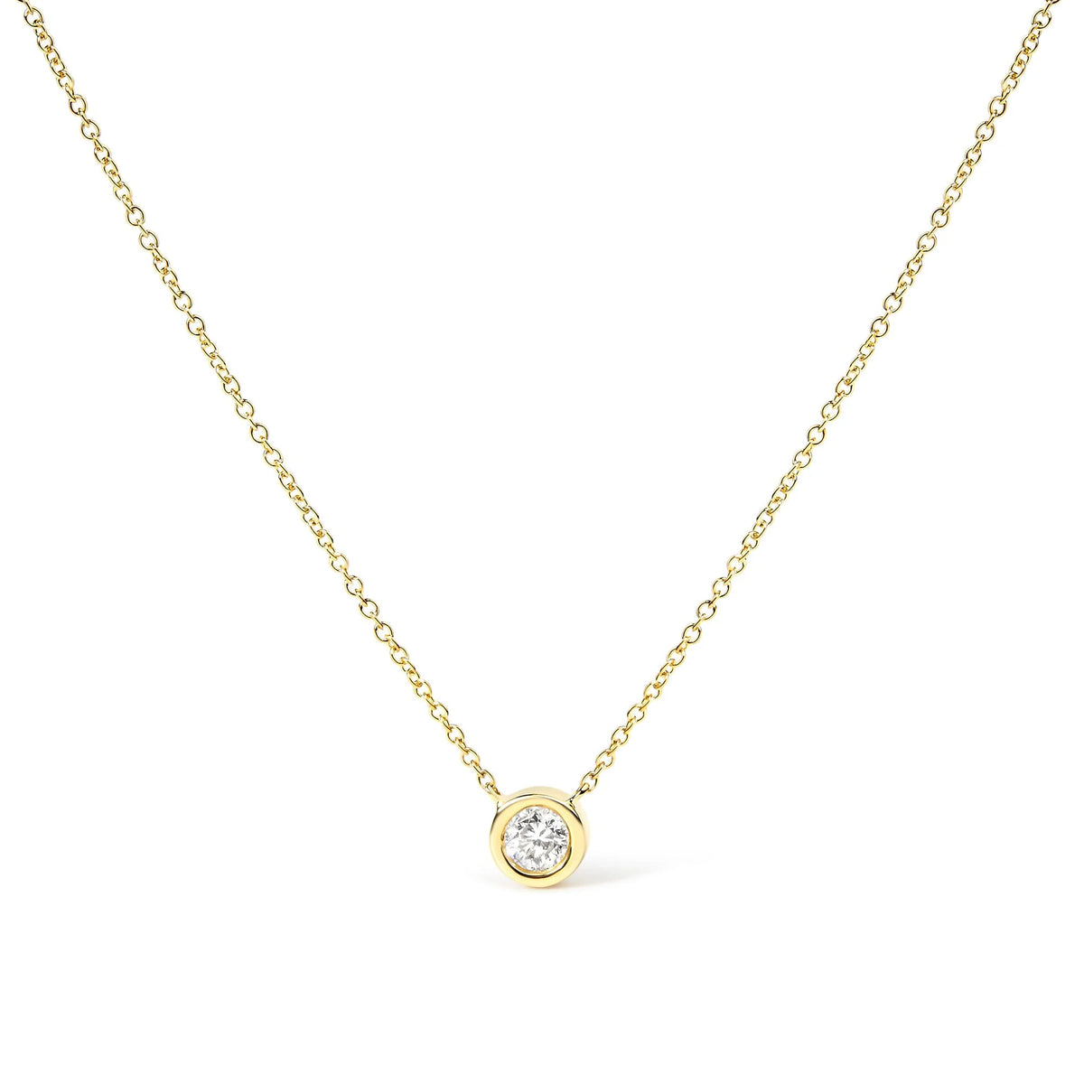 14K Gold Lab Grown Diamond Modern Bezel-Set Solitaire 16&quot;-18&quot; Pendant Necklace (F-G Color, VS2-SI1 Clarity)