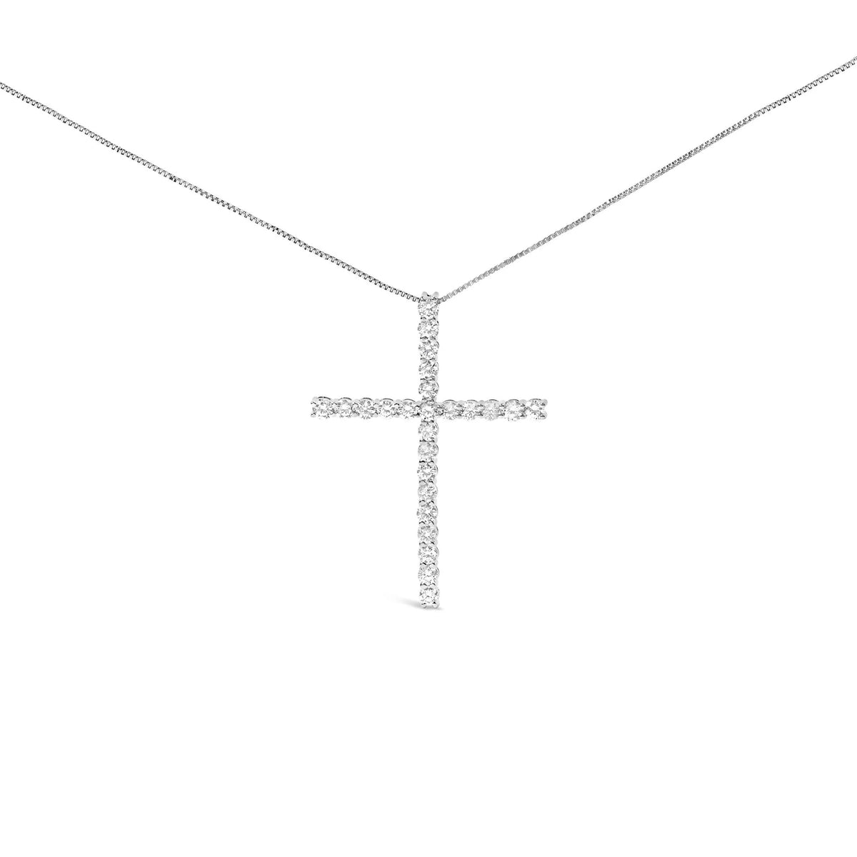 14K White Gold 2.0 Cttw Lab Grown Diamond Cross 18&quot; Inch Pendant Necklace (F-G Color, VS2-SI1 Clarity)