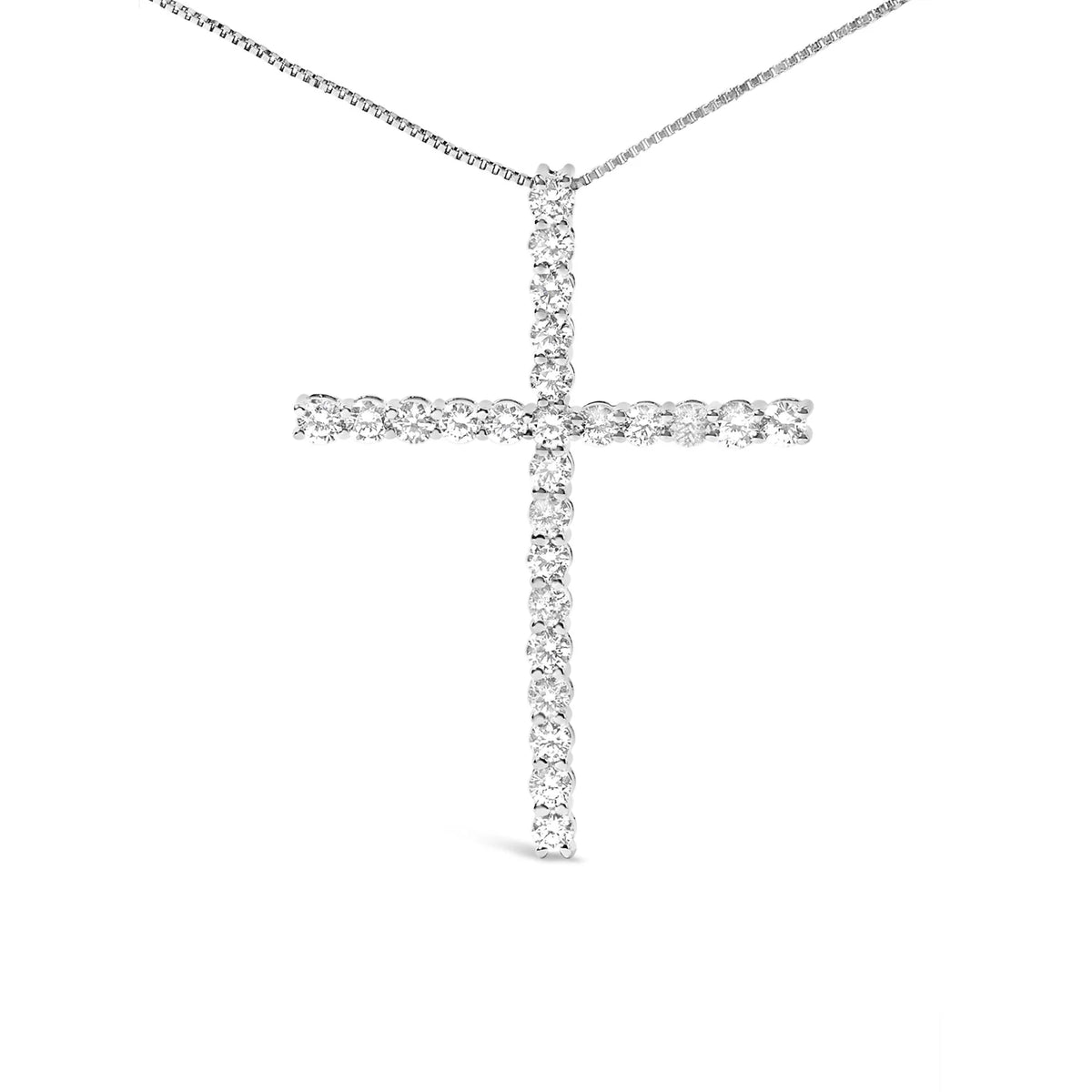 14K White Gold 2.0 Cttw Lab Grown Diamond Cross 18&quot; Inch Pendant Necklace (F-G Color, VS2-SI1 Clarity)