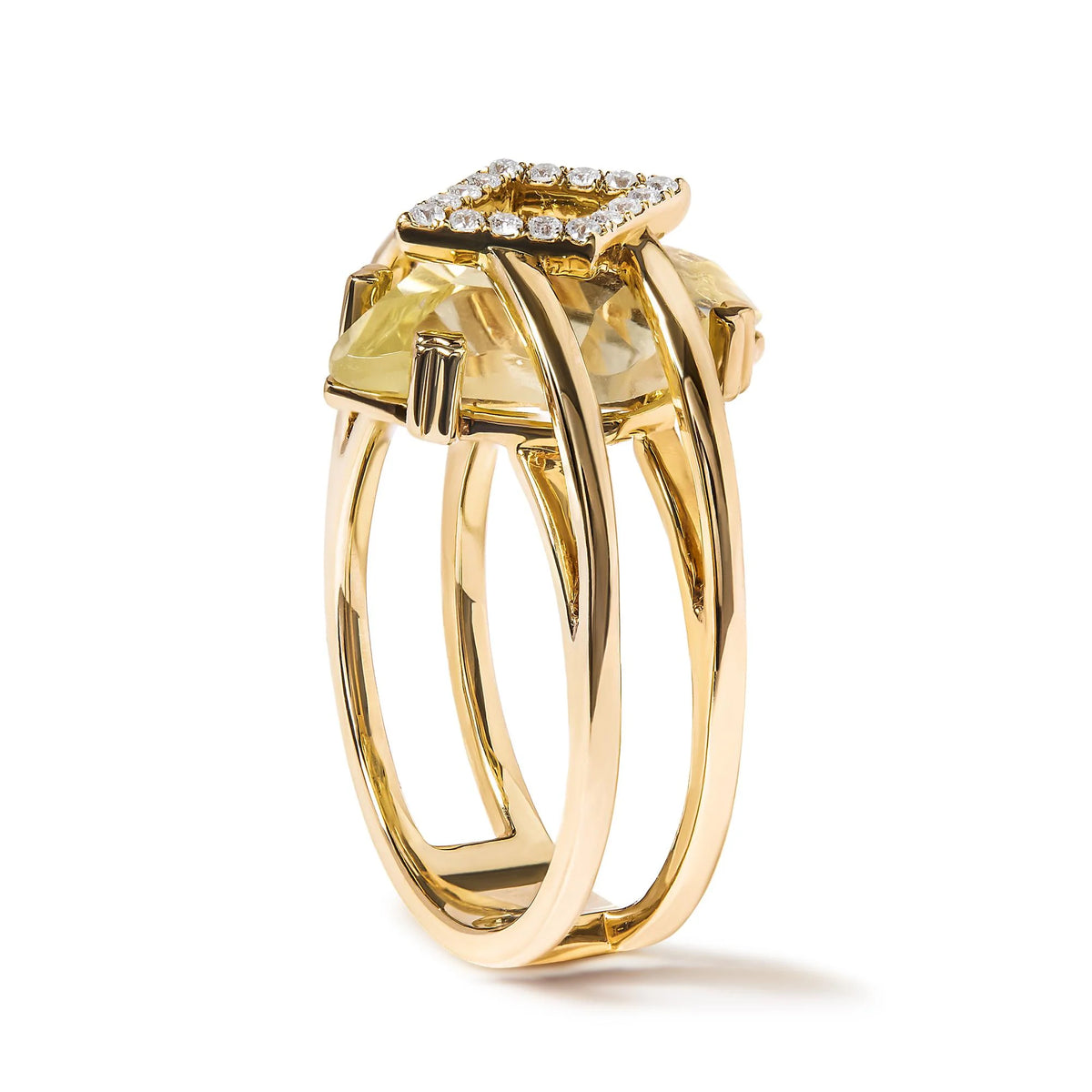 14K Yellow Gold 15x15 MM Marquise Cut Yellow Topaz and Diamond Accent Statement Cocktail Ring (G-H Color, SI1-SI2 Clarity)