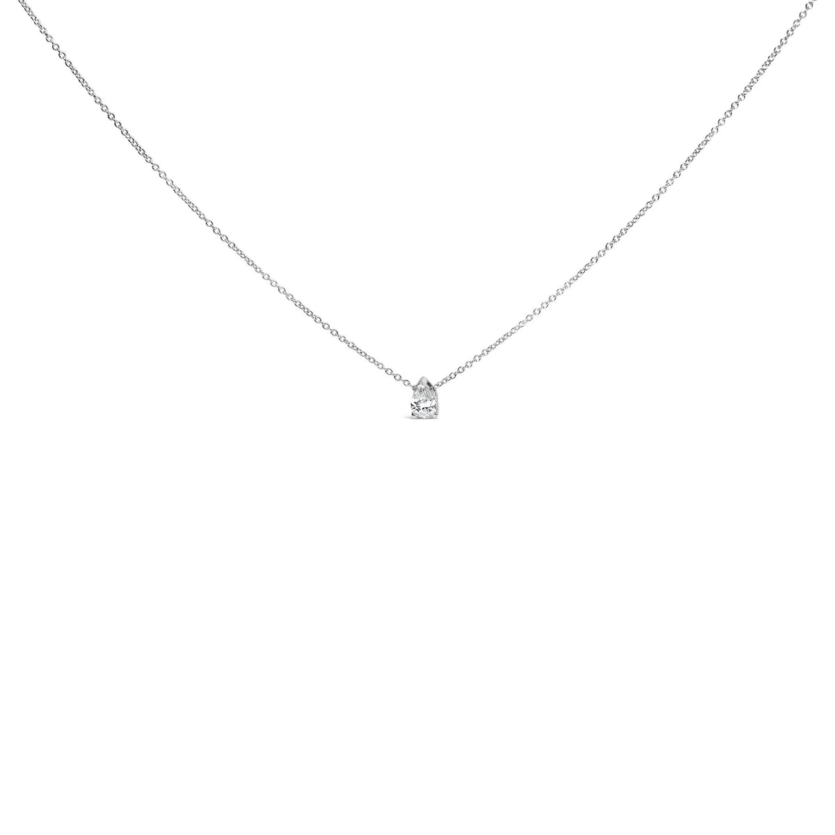 14K White Gold 1/2 Cttw Pear Shape Lab-Grown Diamond 3-Prong Solitaire 18 Inch (F-G Color, VS2-SI1 Clarity)