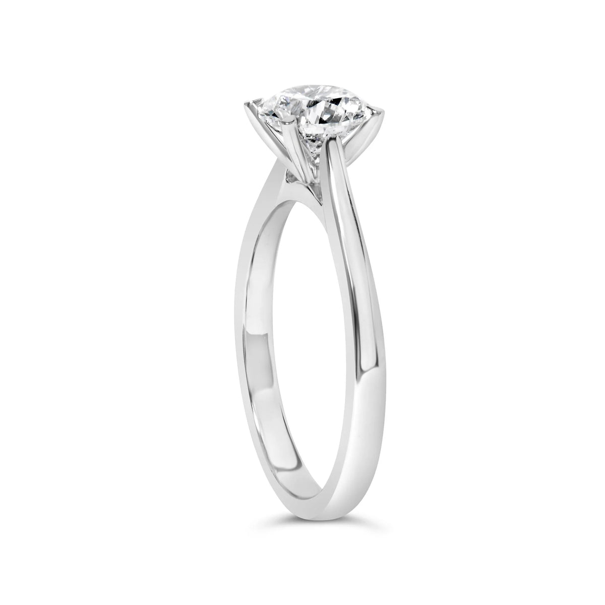 14K White Gold 1.0 Cttw Round Lab Grown Diamond Eagle Claw 4-Prong Set Solitaire Engagement Ring (F-G Color, VS2-SI1 Clarity)