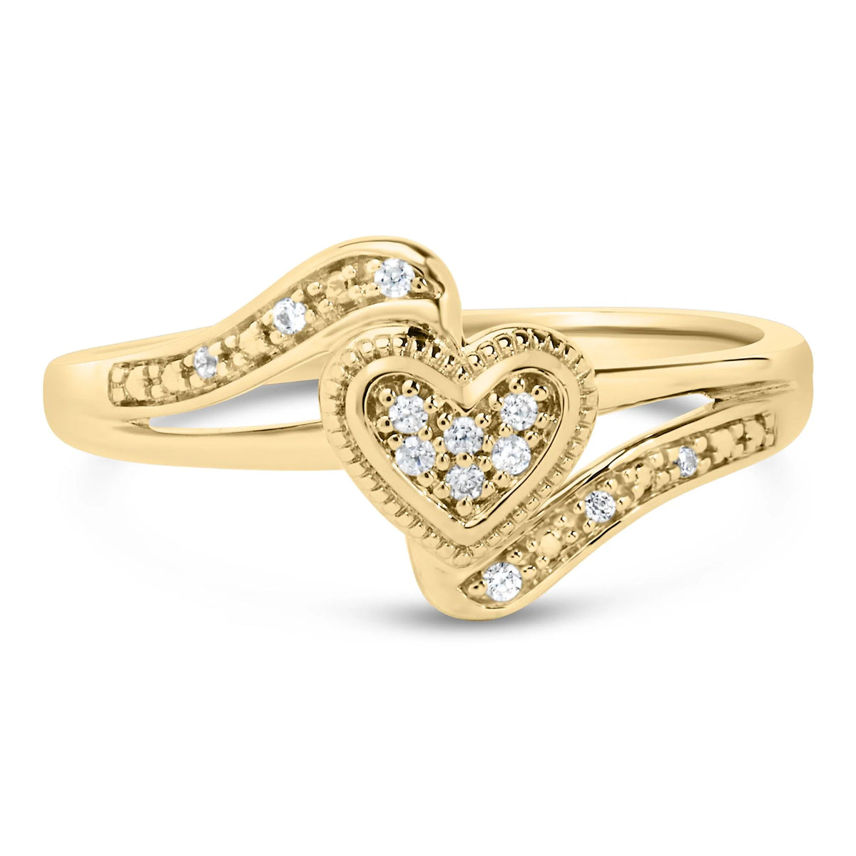 14K Yellow Gold Plated .925 Sterling Silver Diamond Accent Filigree Heart Promise Ring (I-J Color, I3 Clarity)