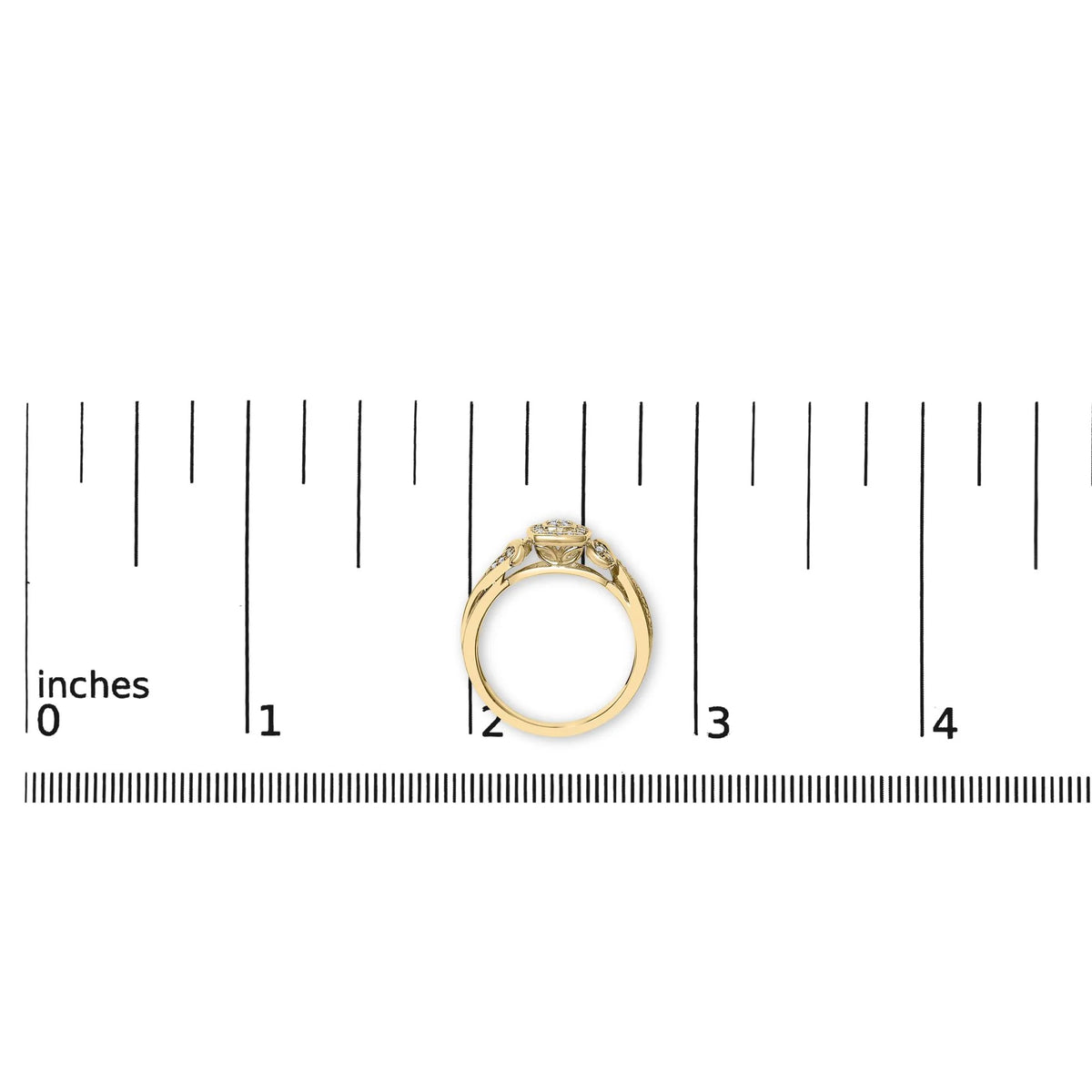 14K Yellow Gold Plated .925 Sterling Silver 1/10 Cttw Round-Cut Diamond Composite Halo Engagement Ring