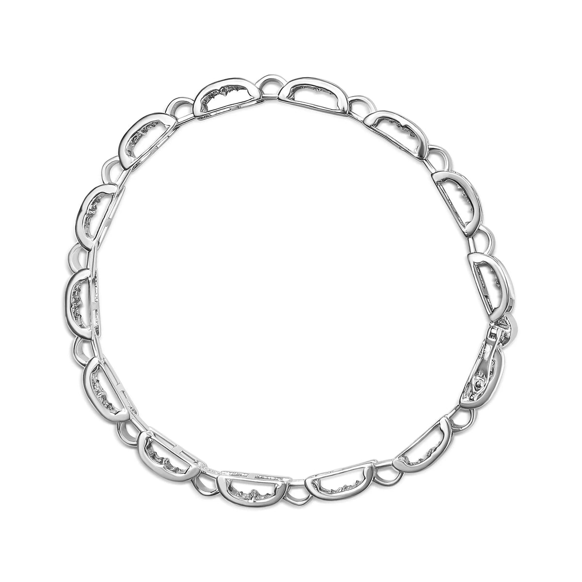 14K White Gold 2.00 Cttw Princess Diamond Invisible Set Link Bracelet (H-I Color, SI2-I1 Clarity) - 7&quot;