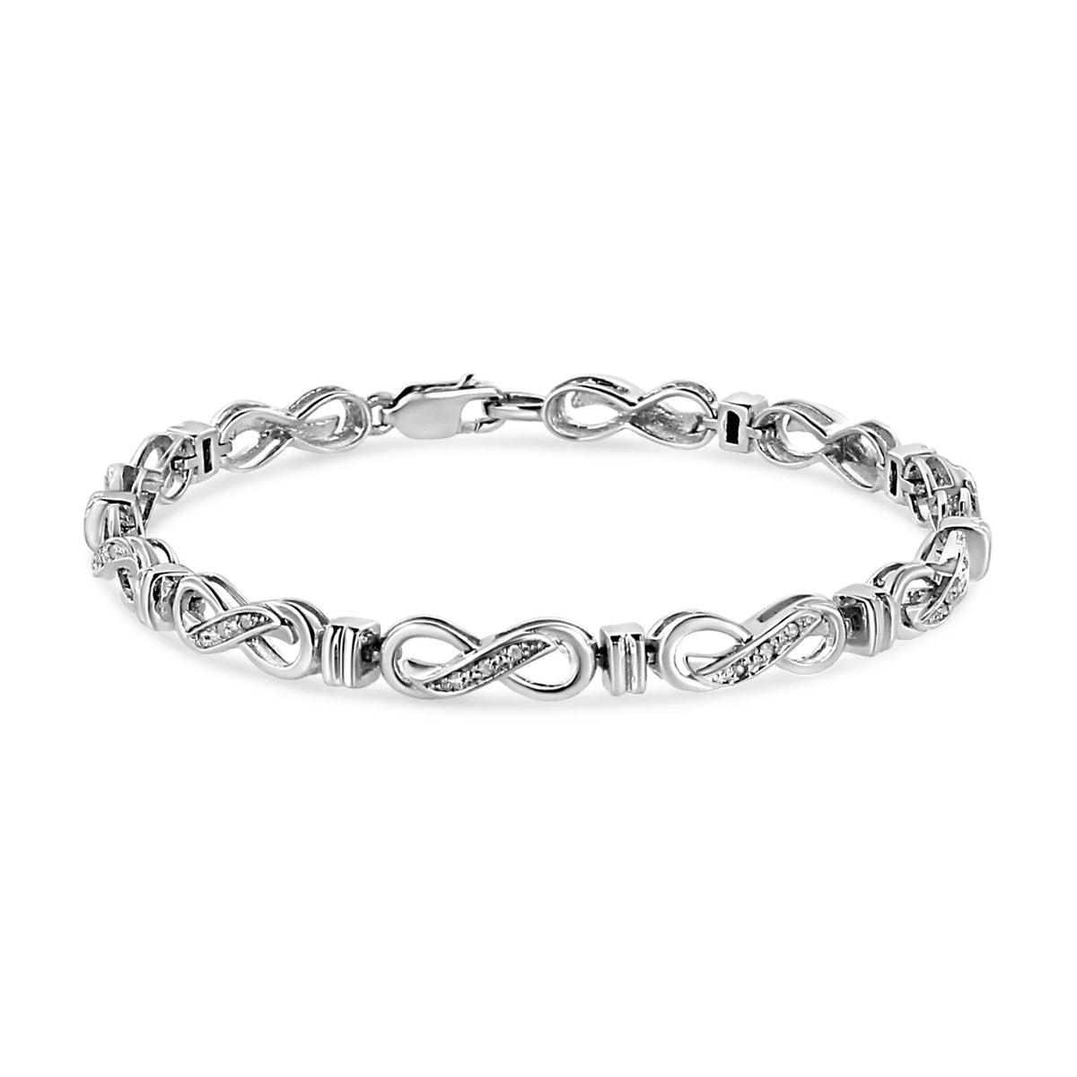 .925 Sterling Silver 1/6 Cttw Diamond Accent Infinity Link Bracelet (I-J Color, I3 Promo Clarity) - 7&quot;