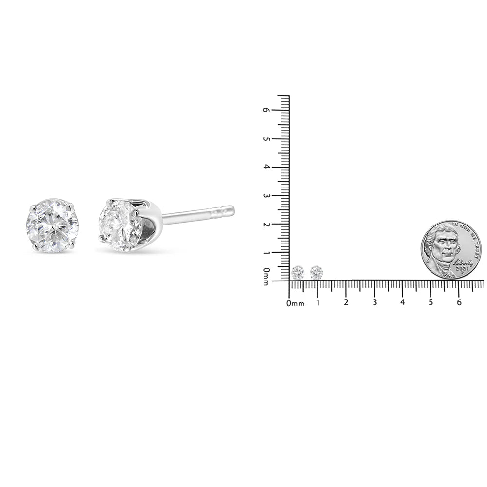 .925 Sterling Silver 4-Prong Round-cut &quot;Salt and Pepper&quot; Diamond Classic Stud Earrings (I-J Color, I3 Clarity)