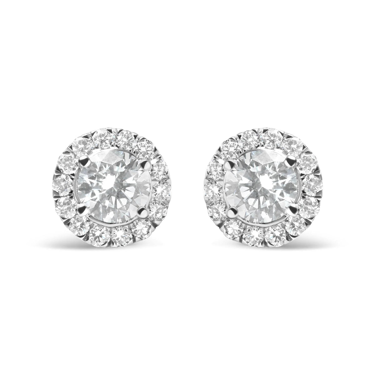 14K White Gold Lab Grown Diamond Solitaire Stud Earrings with Halo (2.00 Cttw, F-G Color, VS2-SI1 Clarity