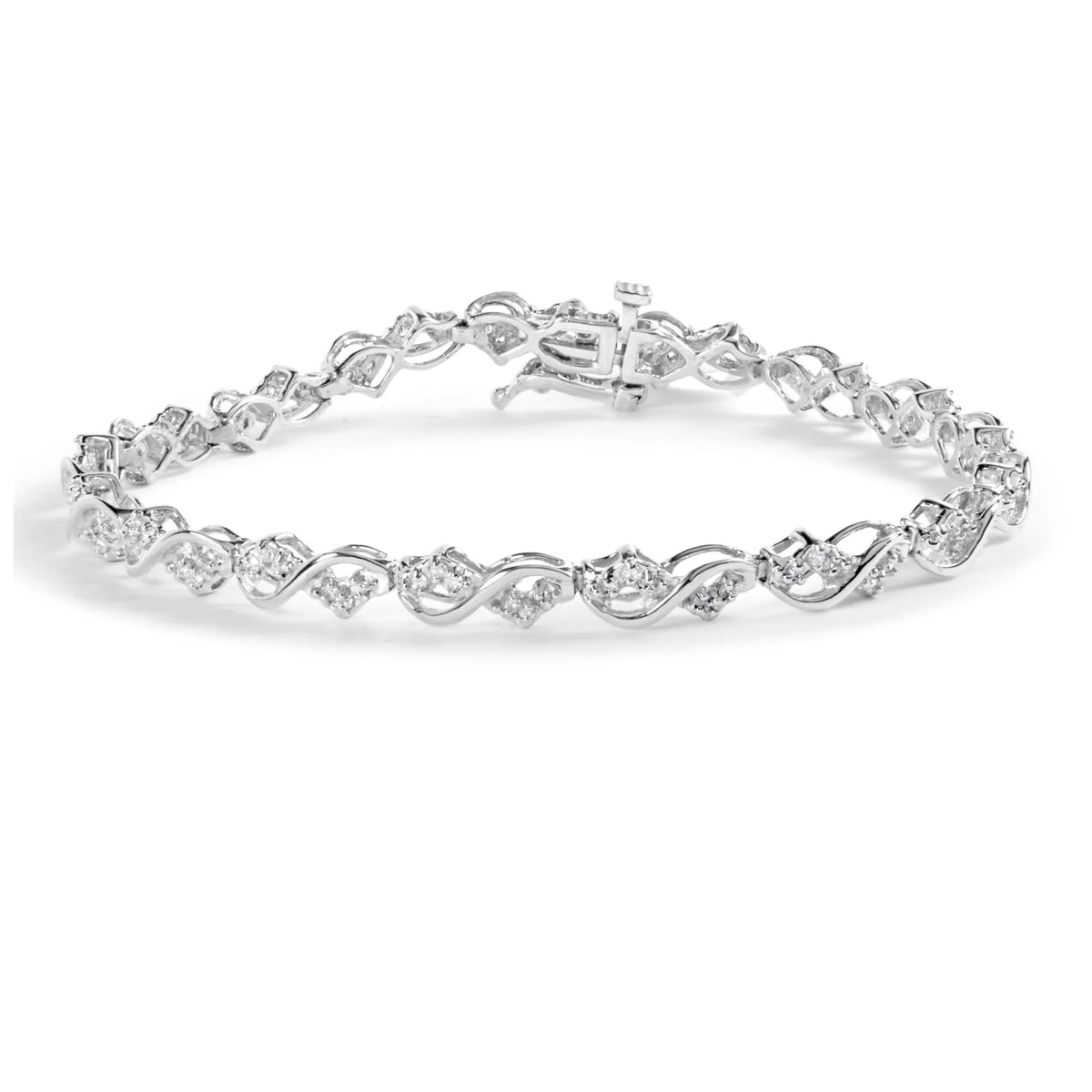 10k White Gold 1/2 Cttw Diamond Infinity Weave Link Bracelet (I-J Color, SI2-I1 Clarity) - 7&quot;