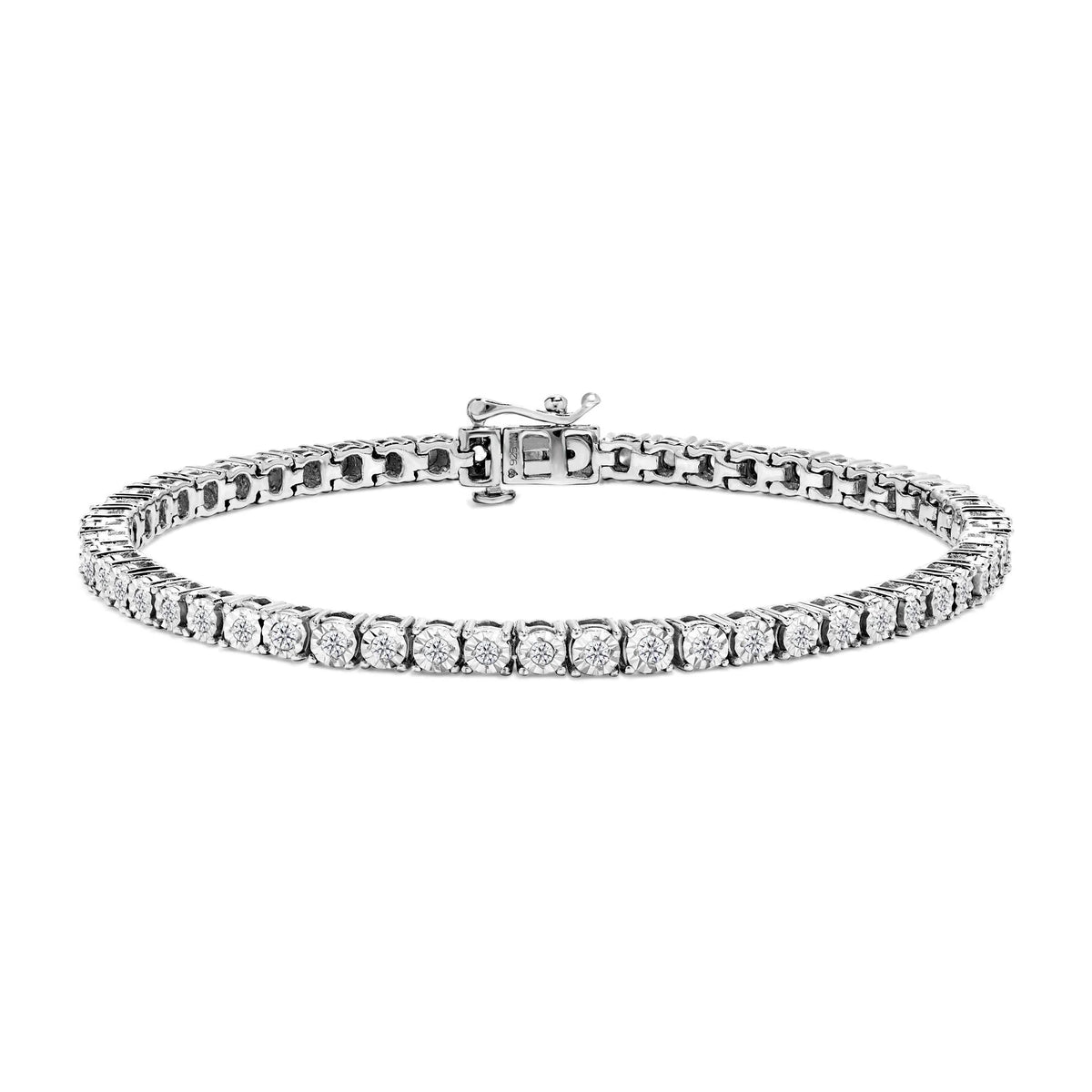 .925 Sterling Silver 1/2 Cttw Diamond Illusion-Set Miracle Plate Tennis Bracelet (I-J Color, I3 Clarity) - 7&quot;