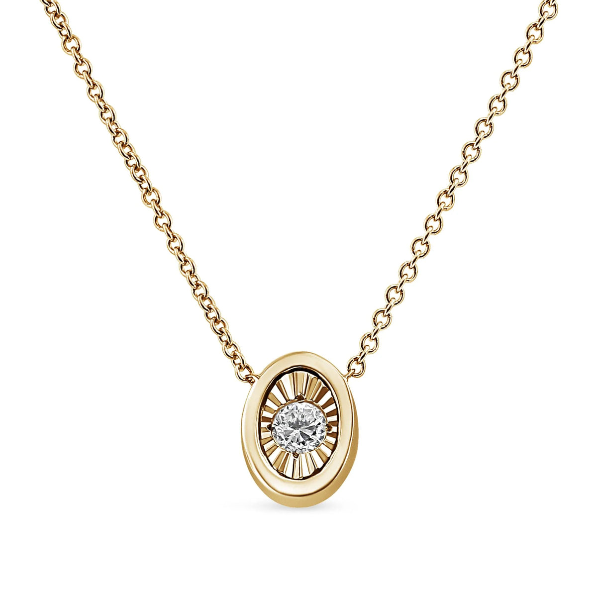 10K Yellow Gold Plated .925 Sterling Silver 1/10 Cttw Miracle Set Round Diamond 18&quot; Pendant Necklace - Choice of Shapes