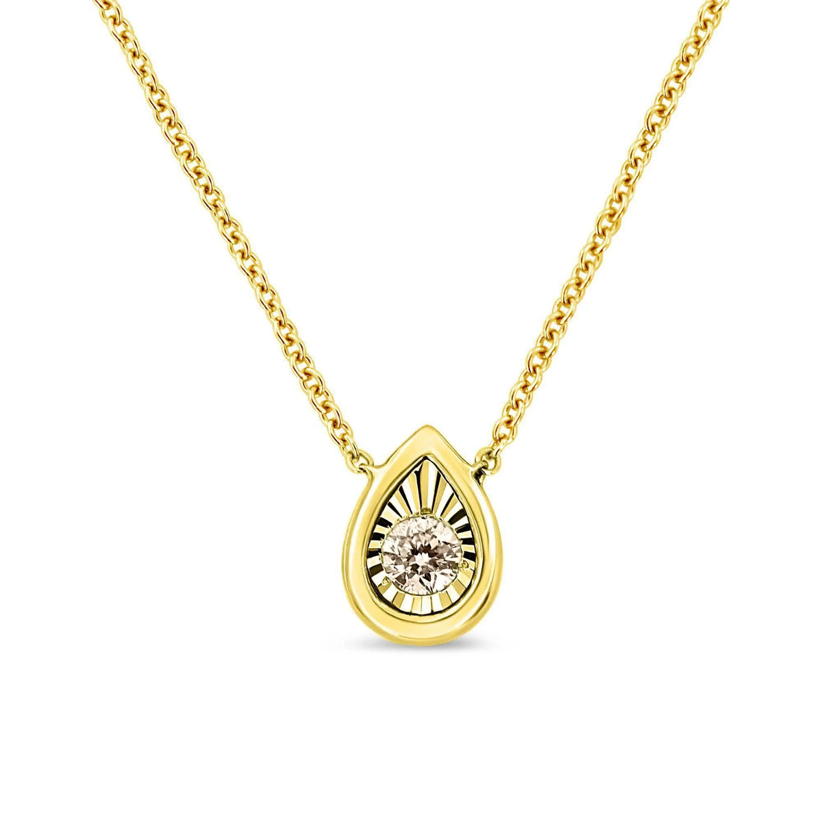 10K Yellow Gold Plated .925 Sterling Silver 1/10 Cttw Miracle Set Round Diamond 18&quot; Pendant Necklace - Choice of Shapes