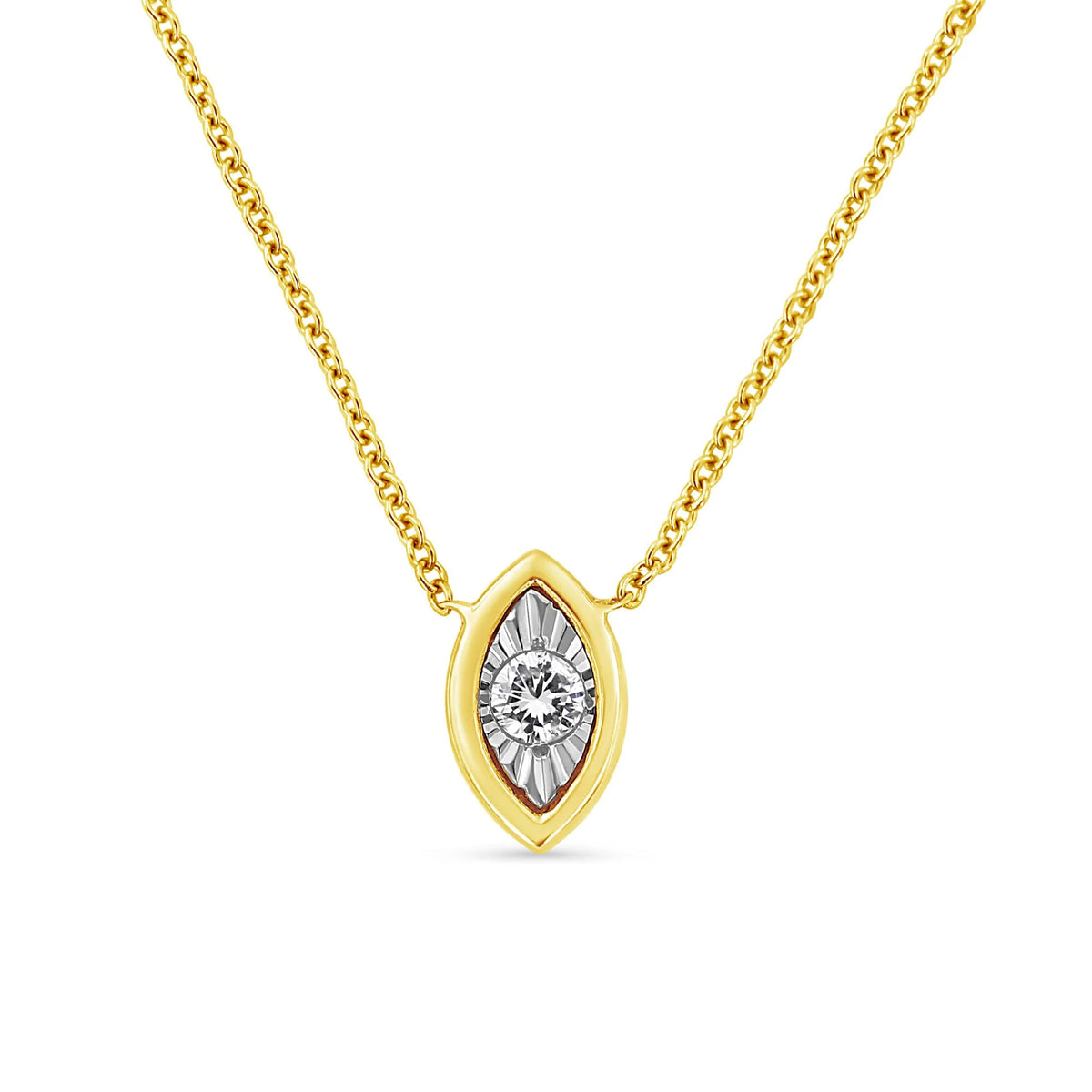 10K Yellow Gold Plated .925 Sterling Silver 1/10 Cttw Miracle Set Round Diamond 18&quot; Pendant Necklace - Choice of Shapes