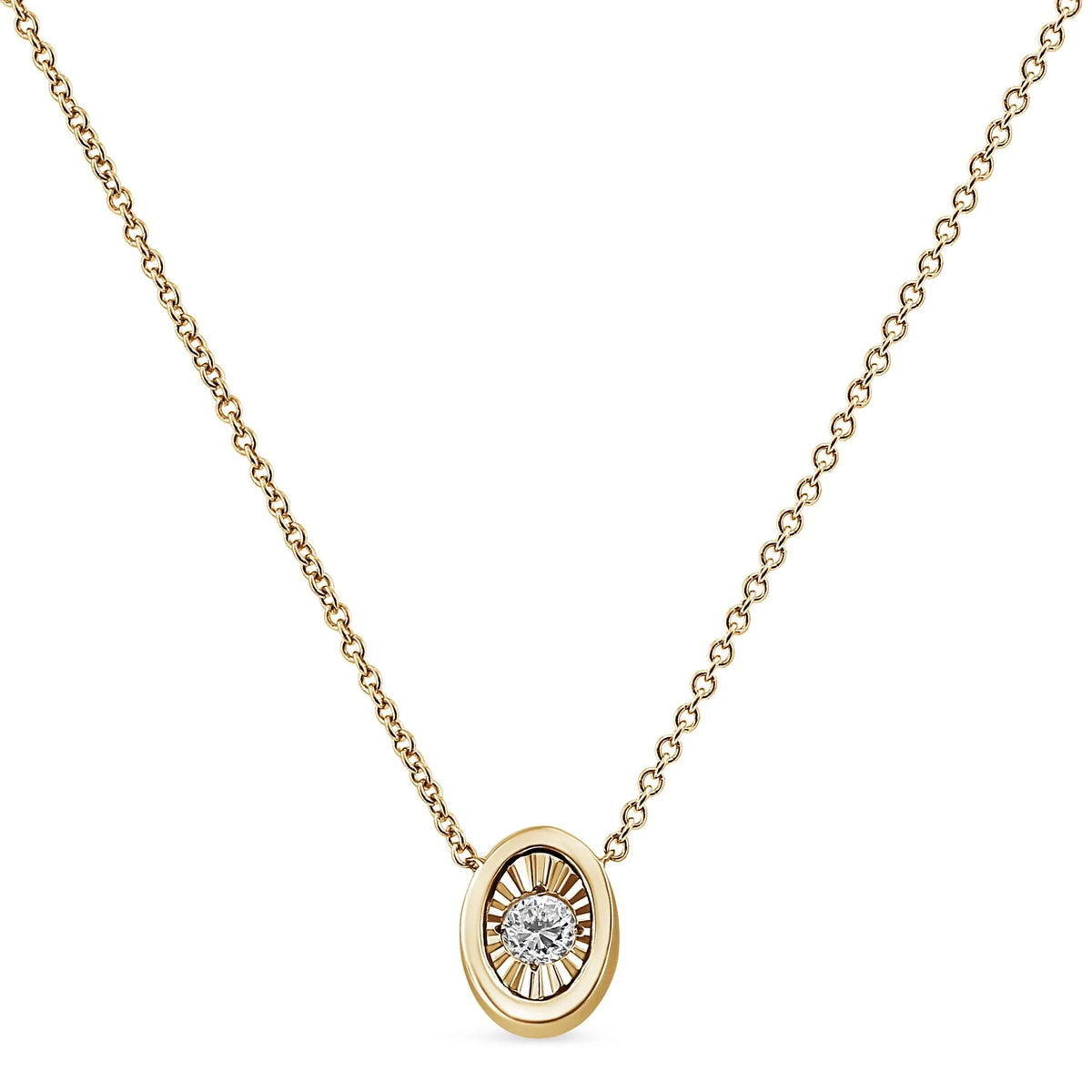 10K Yellow Gold Plated .925 Sterling Silver 1/10 Cttw Miracle Set Round Diamond 18&quot; Pendant Necklace - Choice of Shapes