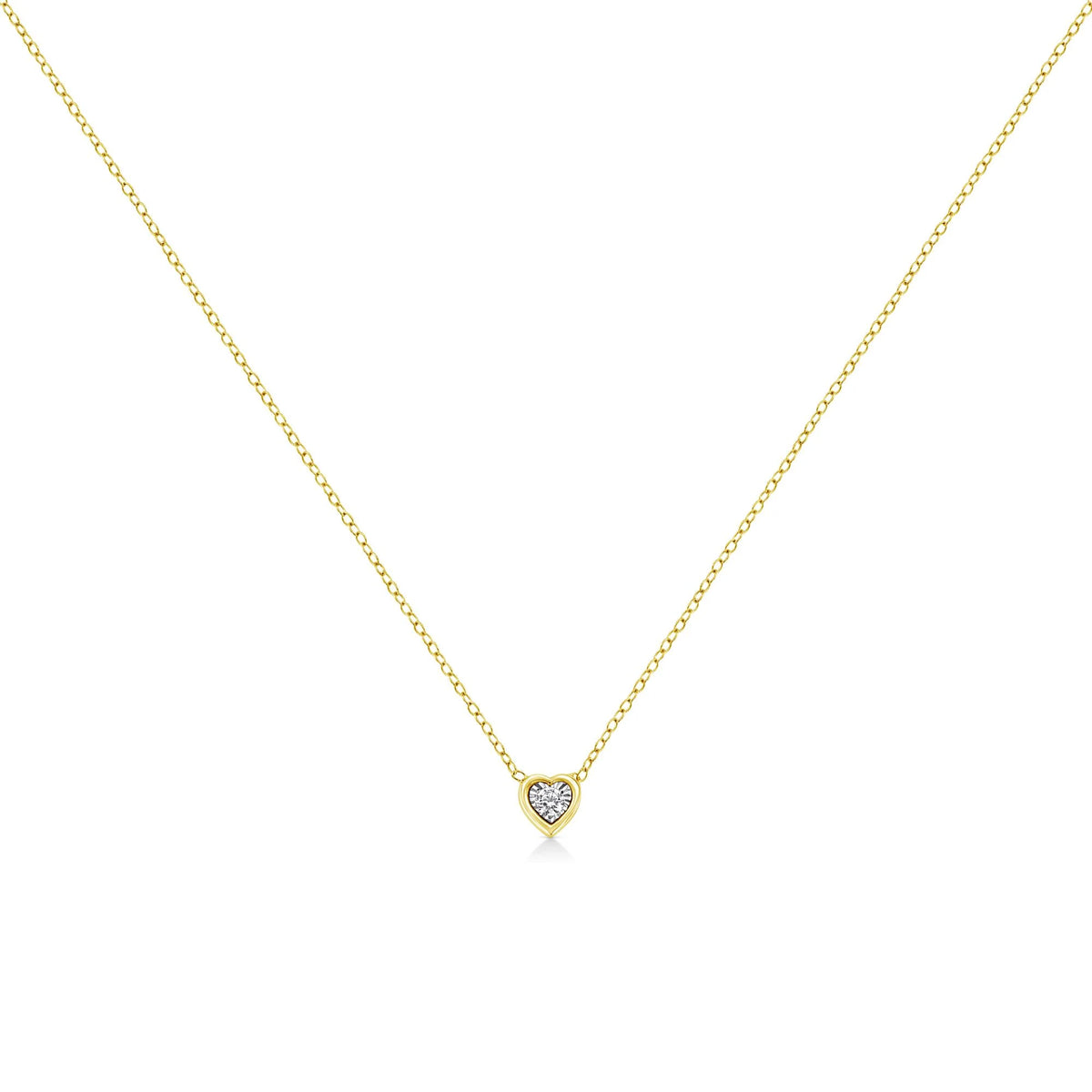 10K Yellow Gold Plated .925 Sterling Silver 1/10 Cttw Miracle Set Round Diamond 18&quot; Pendant Necklace - Choice of Shapes