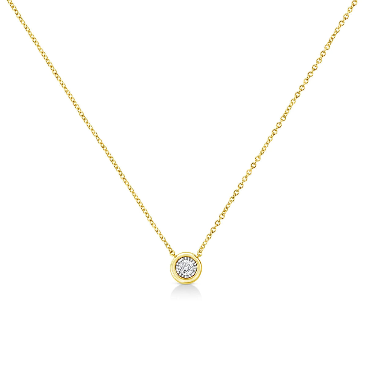 10K Yellow Gold Plated .925 Sterling Silver 1/10 Cttw Miracle Set Round Diamond 18&quot; Pendant Necklace - Choice of Shapes