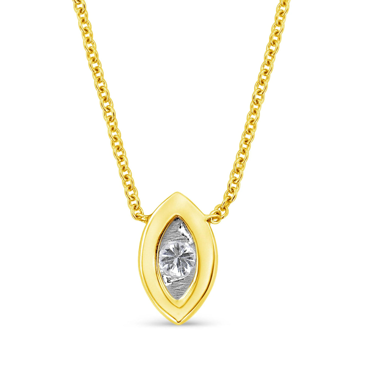 10K Yellow Gold Plated .925 Sterling Silver 1/10 Cttw Miracle Set Round Diamond 18&quot; Pendant Necklace - Choice of Shapes