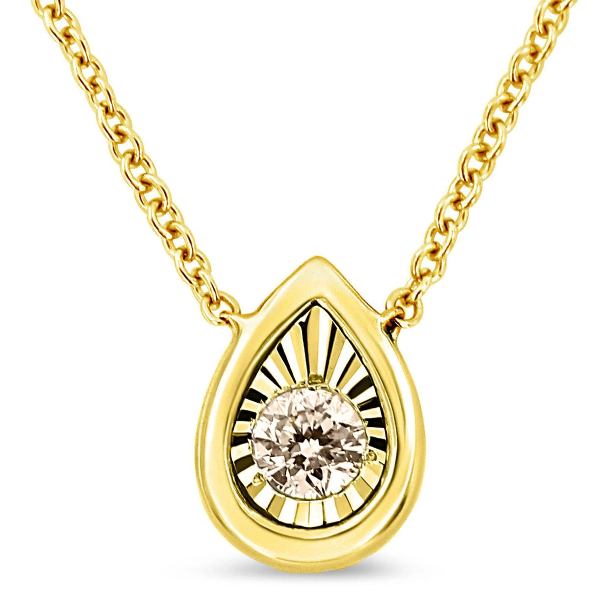 10K Yellow Gold Plated .925 Sterling Silver 1/10 Cttw Miracle Set Round Diamond 18&quot; Pendant Necklace - Choice of Shapes