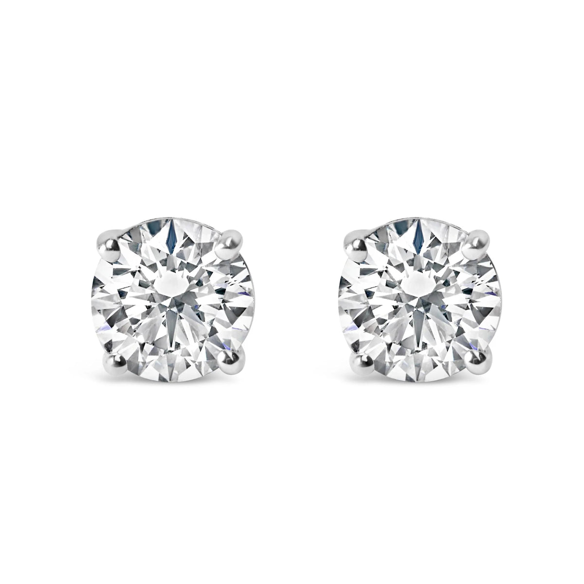 .925 Sterling Silver Round Brilliant Cut Lab Grown Diamond 4-Prong Classic Solitaire Stud Earrings