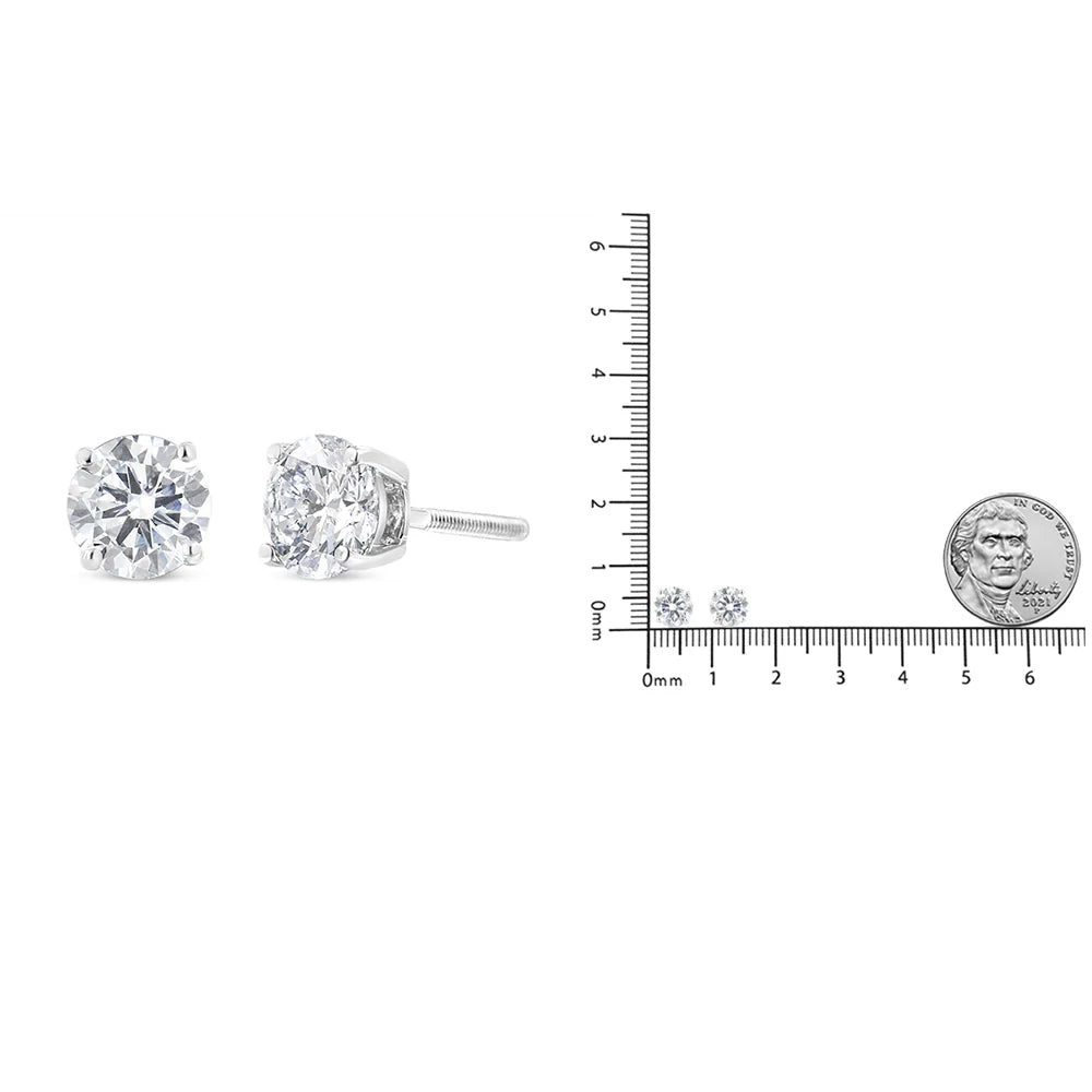 .925 Sterling Silver Round Brilliant Cut Lab Grown Diamond 4-Prong Classic Solitaire Stud Earrings