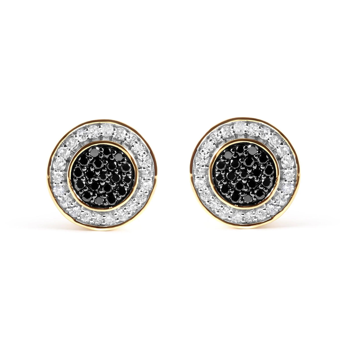 14K Yellow Gold Plated .925 Sterling Silver 1/3 Cttw White and Black Treated Diamond Earring (Black / I-J Color, I2-I3 Clarity)