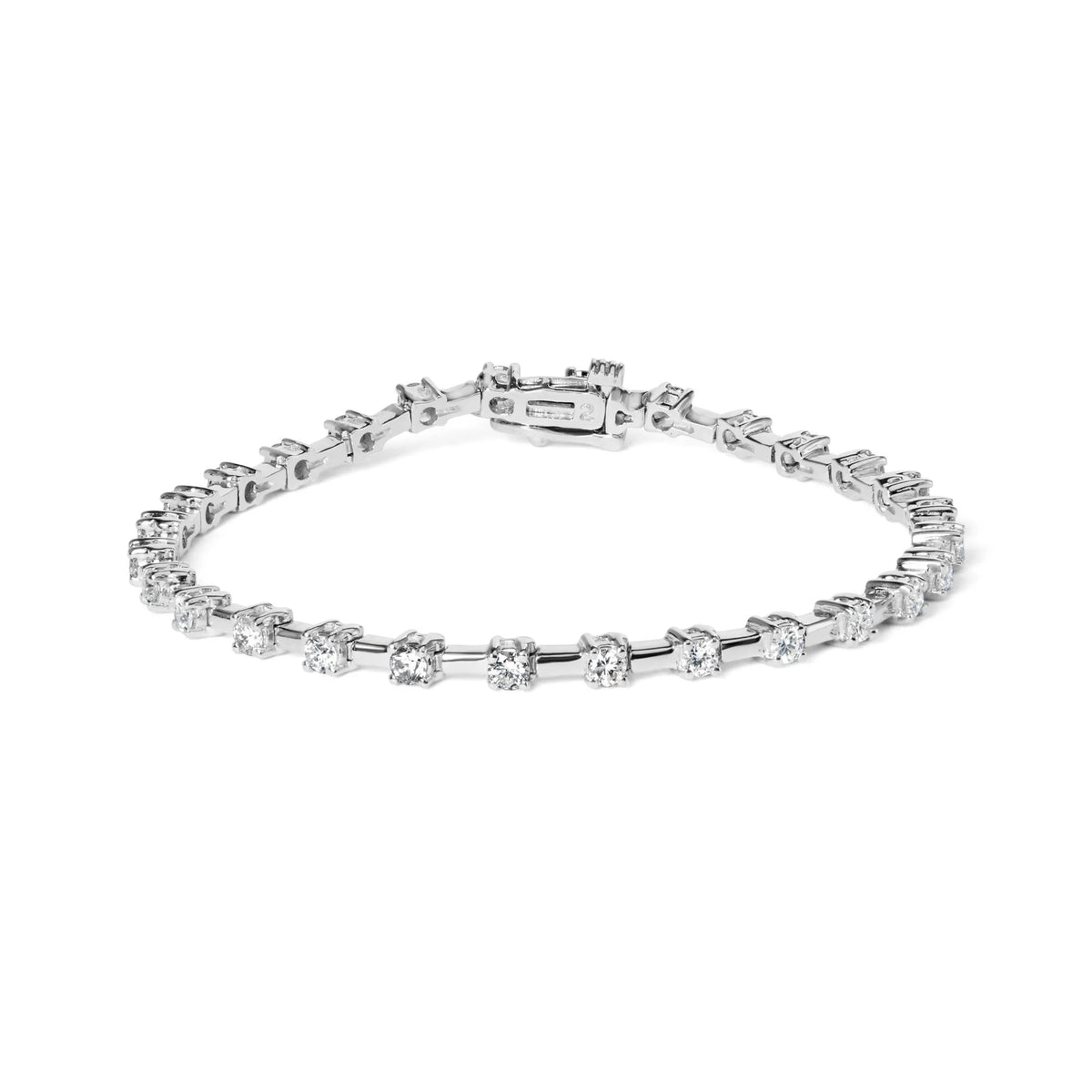 14K White Gold 2.00 Cttw Diamond Bar and Link Tennis Bracelet (H-I Color, SI1-SI2 Clarity) - 7&quot;