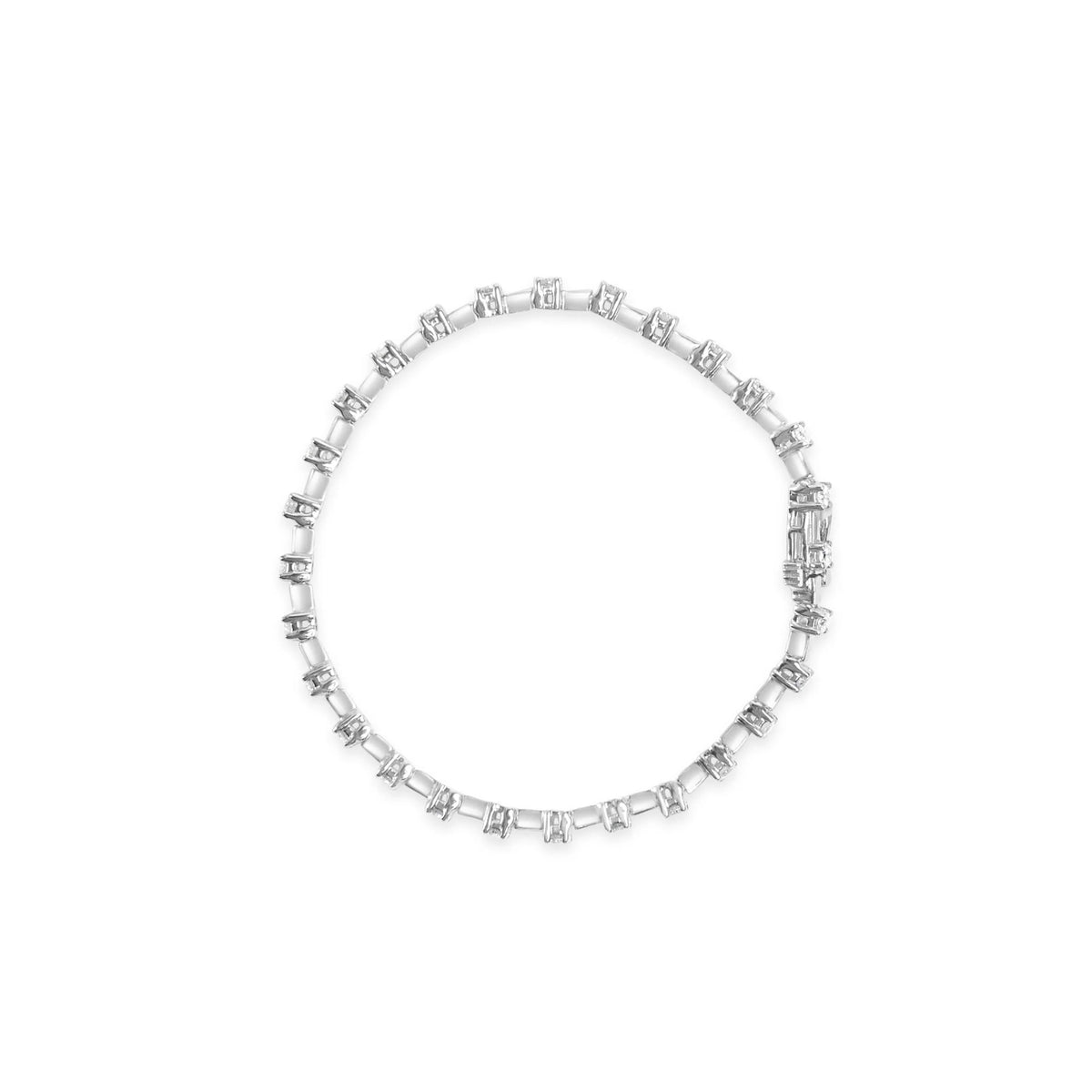 14K White Gold 2.00 Cttw Diamond Bar and Link Tennis Bracelet (H-I Color, SI1-SI2 Clarity) - 7&quot;