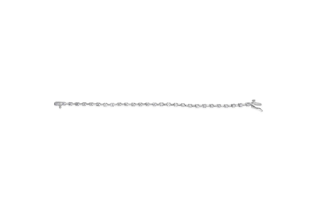 14K White Gold 2.00 Cttw Diamond Bar and Link Tennis Bracelet (H-I Color, SI1-SI2 Clarity) - 7&quot;