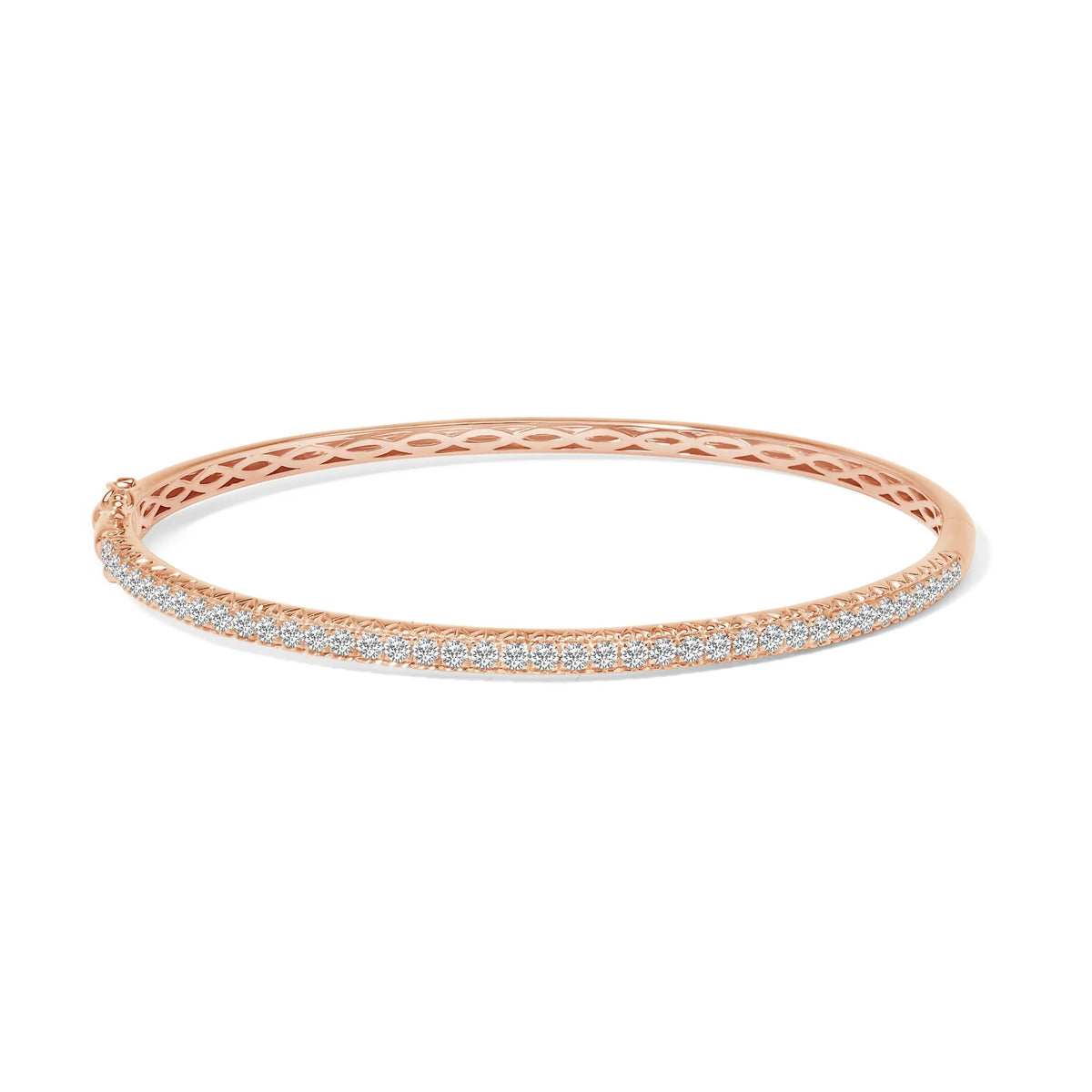 14K Gold 1.00 Cttw Half Eternity Diamond Bangle Bracelet (G-H Color, SI2-I1 Clarity) - 7&quot; Inches