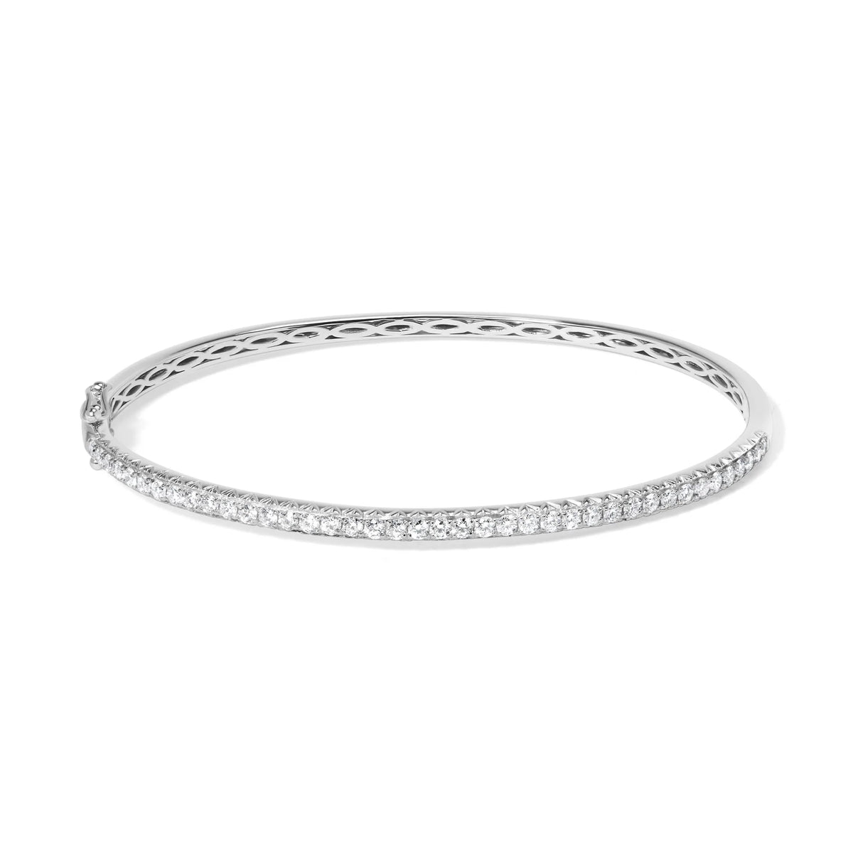 14K Gold 1.00 Cttw Half Eternity Diamond Bangle Bracelet (G-H Color, SI2-I1 Clarity) - 7&quot; Inches