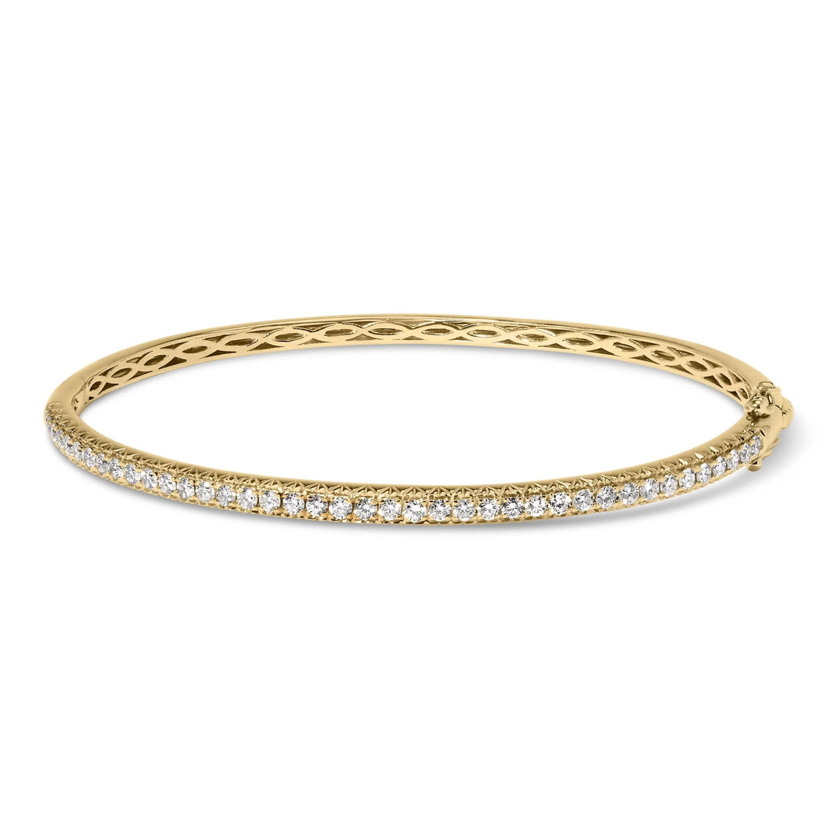 14K Gold 1.00 Cttw Half Eternity Diamond Bangle Bracelet (G-H Color, SI2-I1 Clarity) - 7&quot; Inches