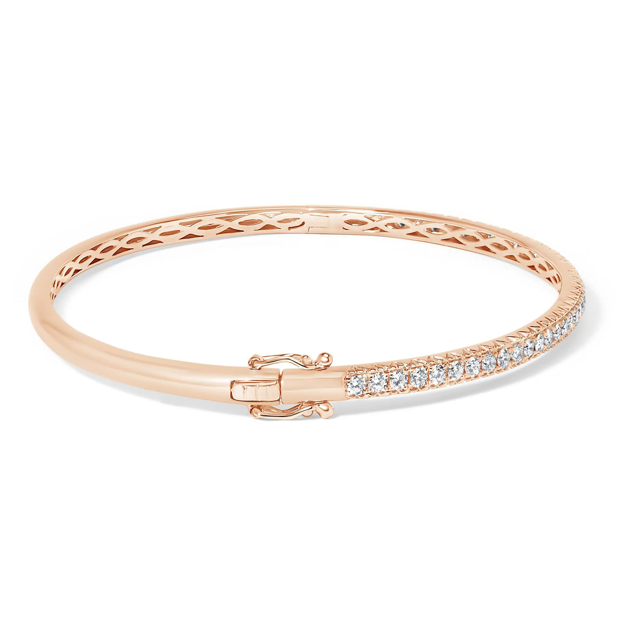 14K Gold 1.00 Cttw Half Eternity Diamond Bangle Bracelet (G-H Color, SI2-I1 Clarity) - 7&quot; Inches