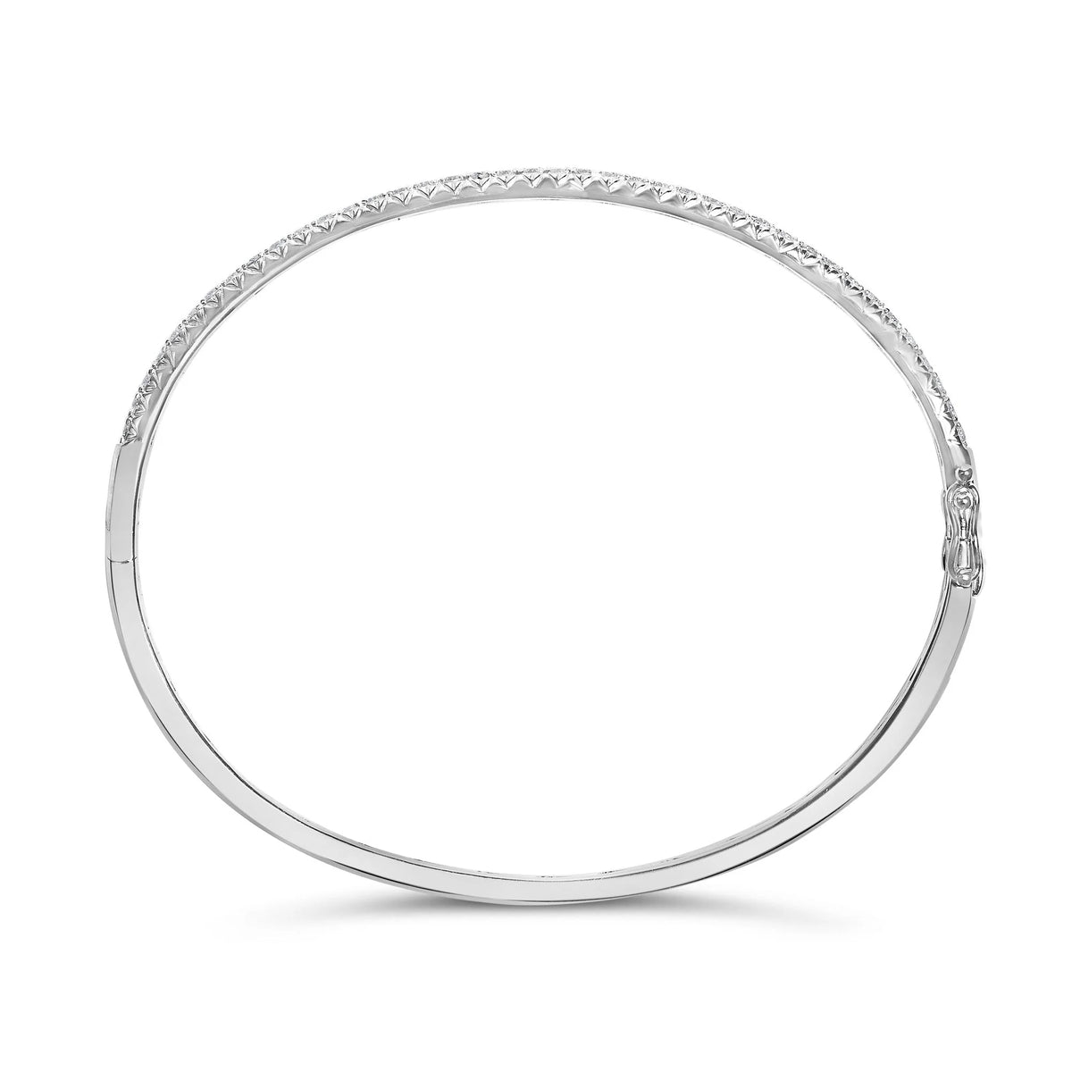 14K Gold 1.00 Cttw Half Eternity Diamond Bangle Bracelet (G-H Color, SI2-I1 Clarity) - 7&quot; Inches