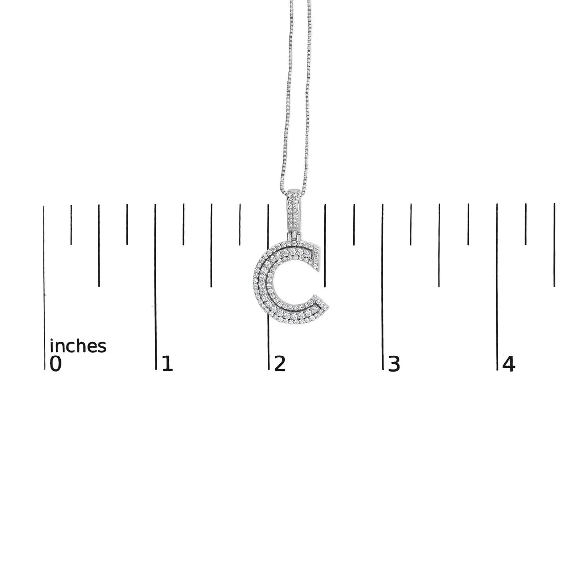 .925 Sterling Silver 4/5 Cttw Round Lab-Grown Diamond &quot;C&quot; Pendant Necklace - 18&quot; (F-G Color, VS2-SI1 Clarity)