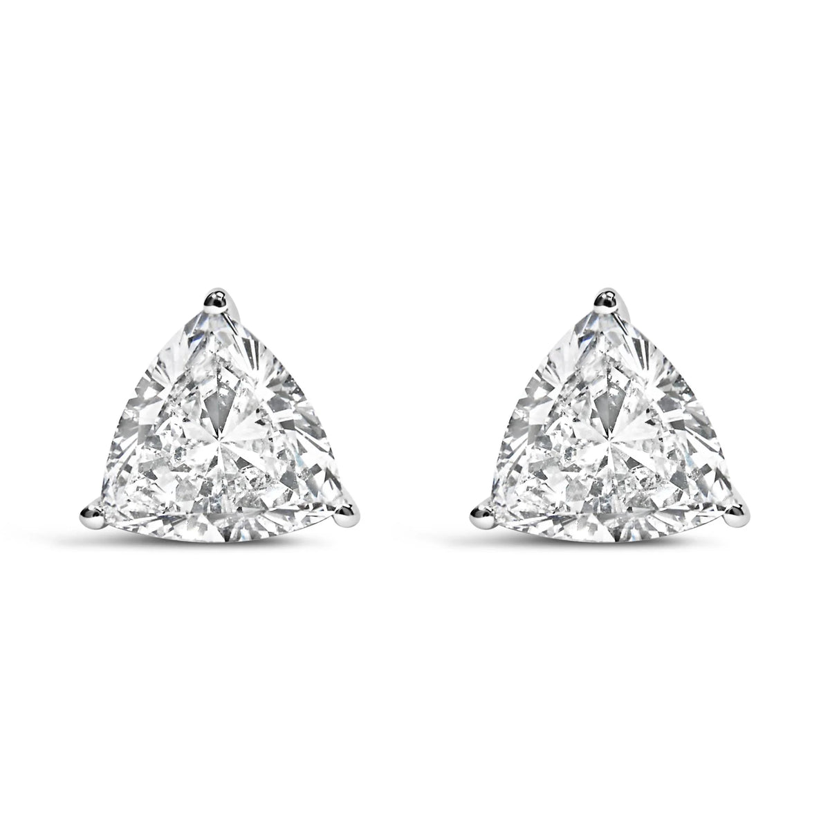 14K White Gold 1.0 Cttw Trillion Brilliant Cut Lab Grown Diamond 3-Prong Classic Solitaire Stud Earrings (F-G Color, VS2-SI1 Clarity)