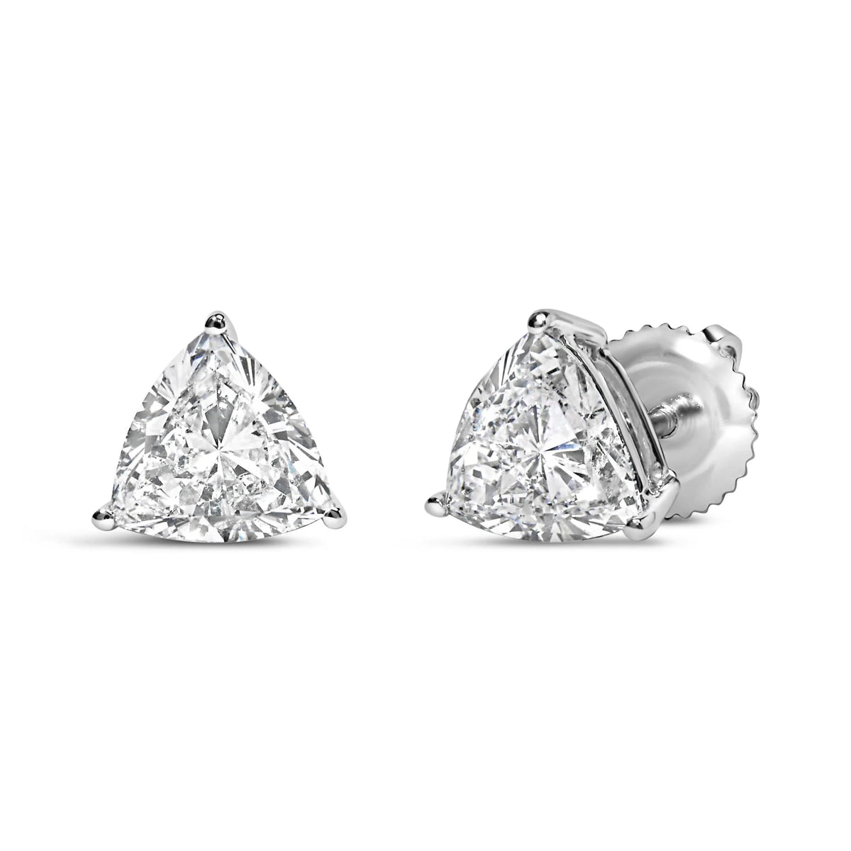 14K White Gold 1.0 Cttw Trillion Brilliant Cut Lab Grown Diamond 3-Prong Classic Solitaire Stud Earrings (F-G Color, VS2-SI1 Clarity)