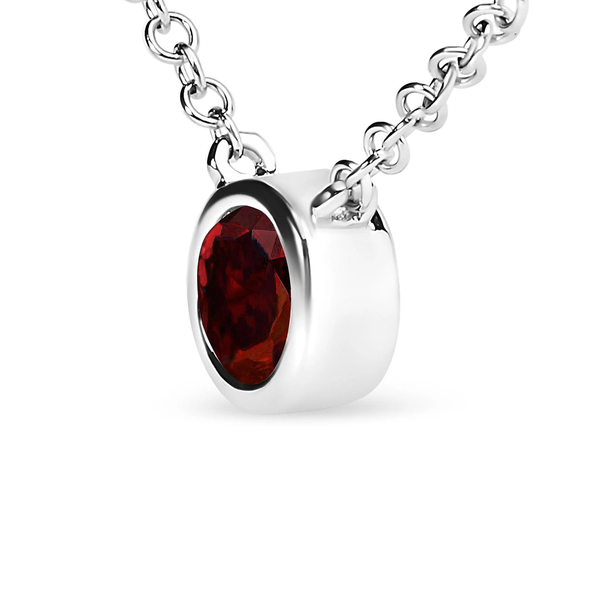 14K White Gold 1/2 Cttw Red Lab Grown Diamond Bezel-Set Solitaire 18&quot; Pendant Necklace (Red Color, VS1-VS2 Clarity)