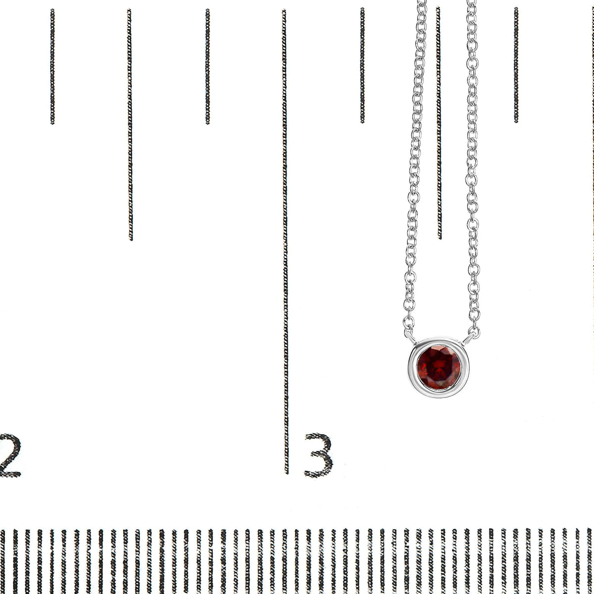 14K White Gold 1/2 Cttw Red Lab Grown Diamond Bezel-Set Solitaire 18&quot; Pendant Necklace (Red Color, VS1-VS2 Clarity)