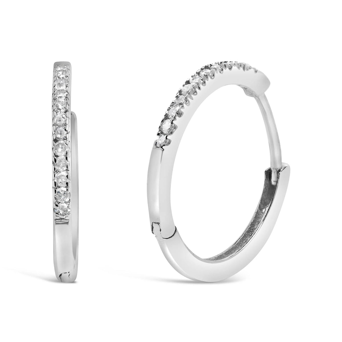 .925 Sterling Silver 1/10 Cttw Diamond Hoop Snap Post Hoop Earrings (I-J Color, I3 Clarity)