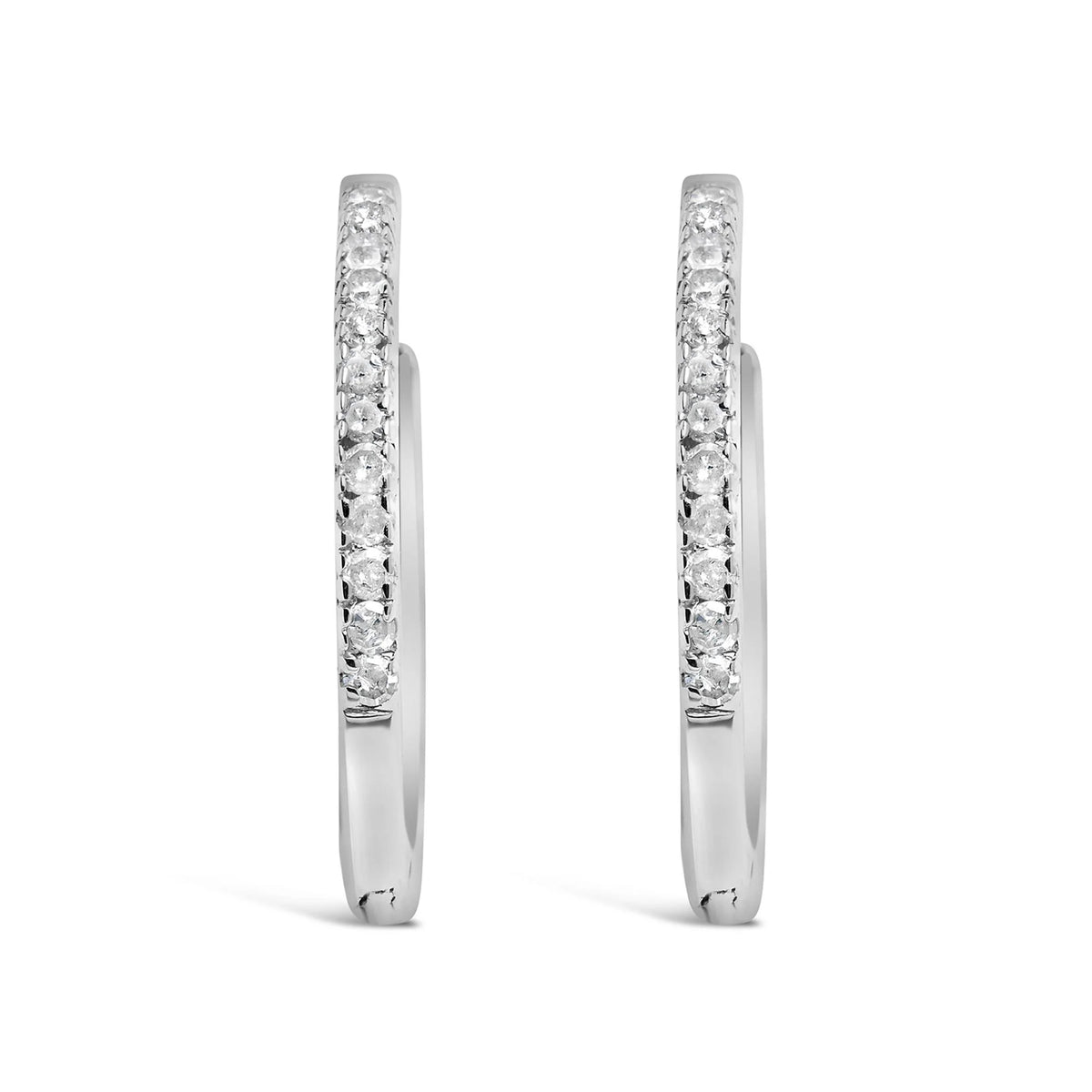 .925 Sterling Silver 1/10 Cttw Diamond Hoop Snap Post Hoop Earrings (I-J Color, I3 Clarity)