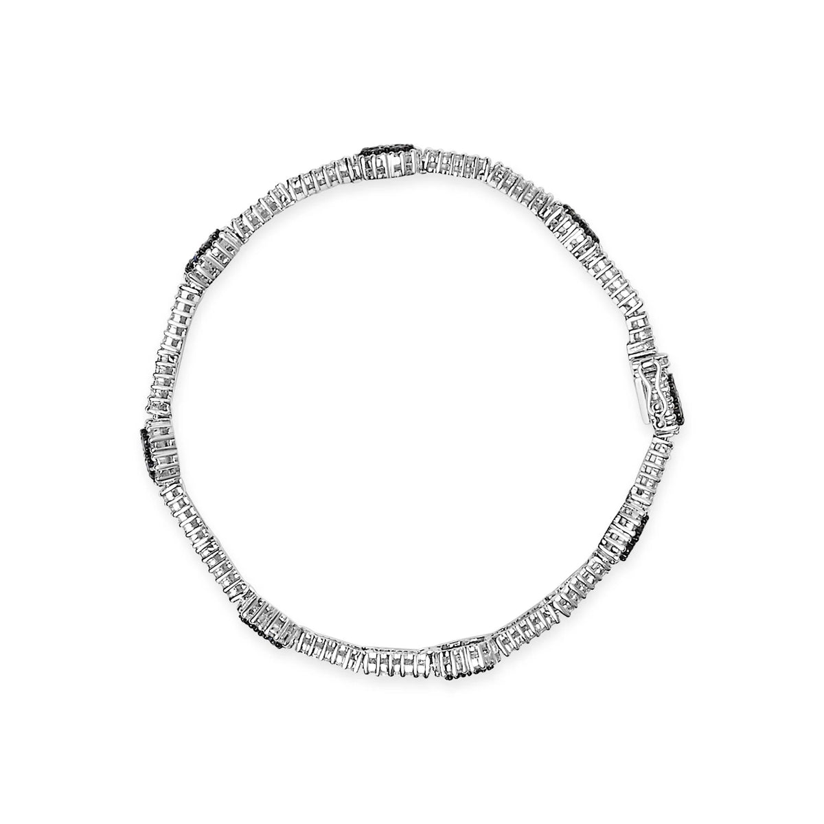 18K White Gold 2 3/4 Cttw Diamond and 3x3MM Sapphire Double Row Link Bracelet (G-H Color, VS1-VS2 Clarity) - 7&quot; Inches